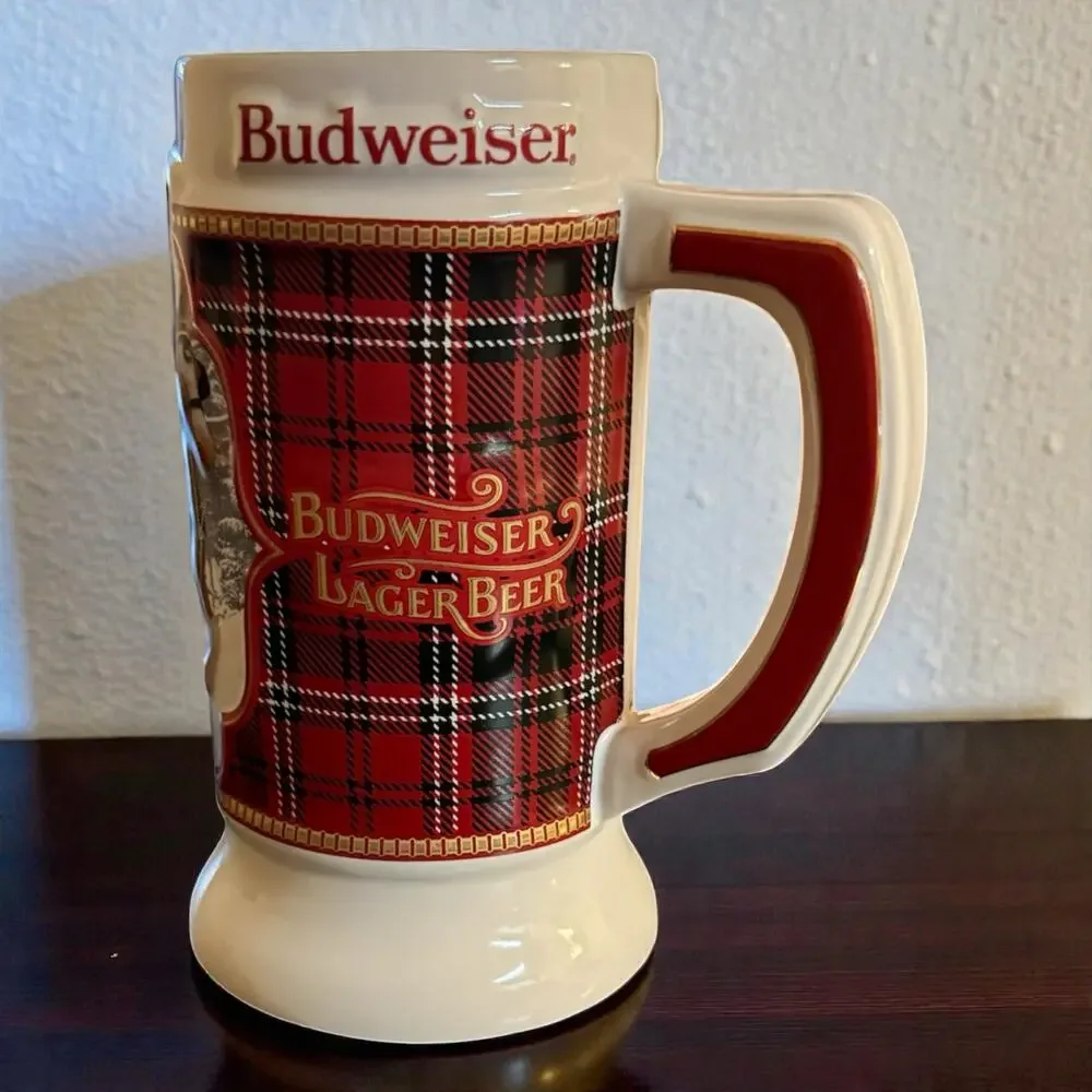 2021 Budweiser Plaid Holiday Beer Stein.